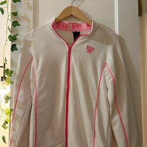 Nike Women's Offwhite Zip up Jacket with Pink Highlights